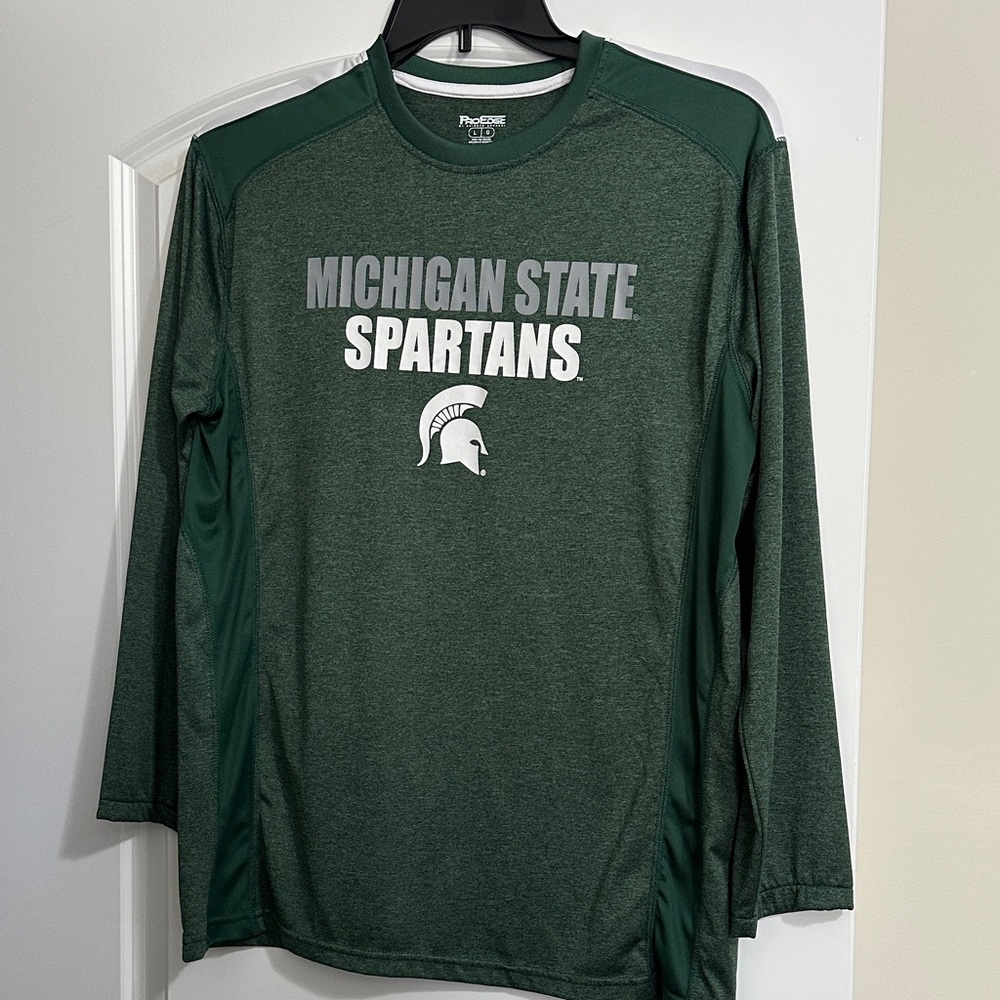 Knights Apparel Michigan State Spartans Dark Green Long Sleeve Tee